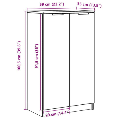 Shoe Cabinet Grey Sonoma 59x35x100 cm Engineered Wood