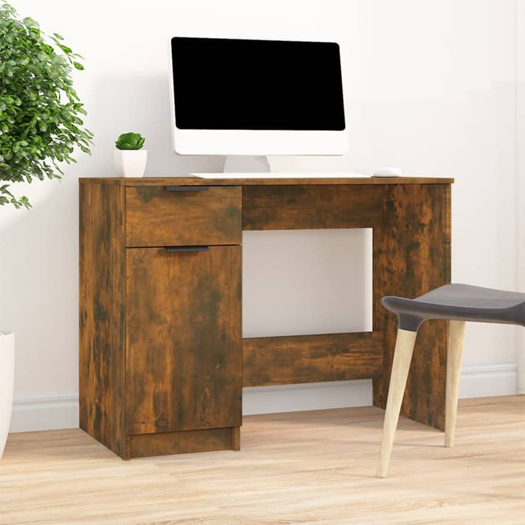 Desk Smoked Oak 100x50x75 cm Engineered Wood