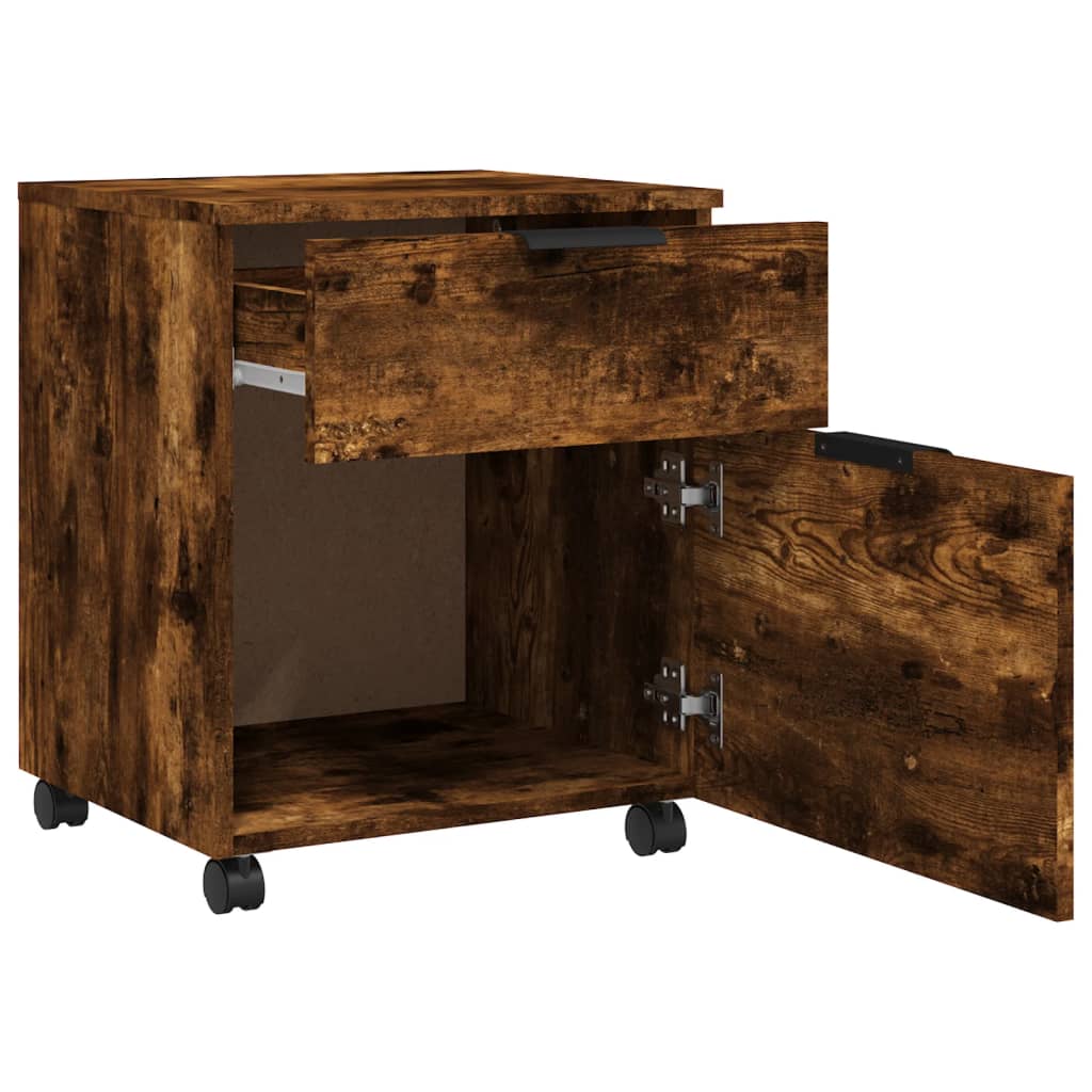 Mobile File Cabinet with Wheels Smoked Oak 45x38x54 cm Engineered Wood