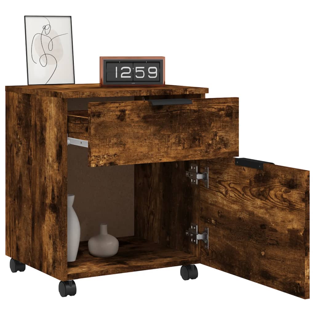 Mobile File Cabinet with Wheels Smoked Oak 45x38x54 cm Engineered Wood