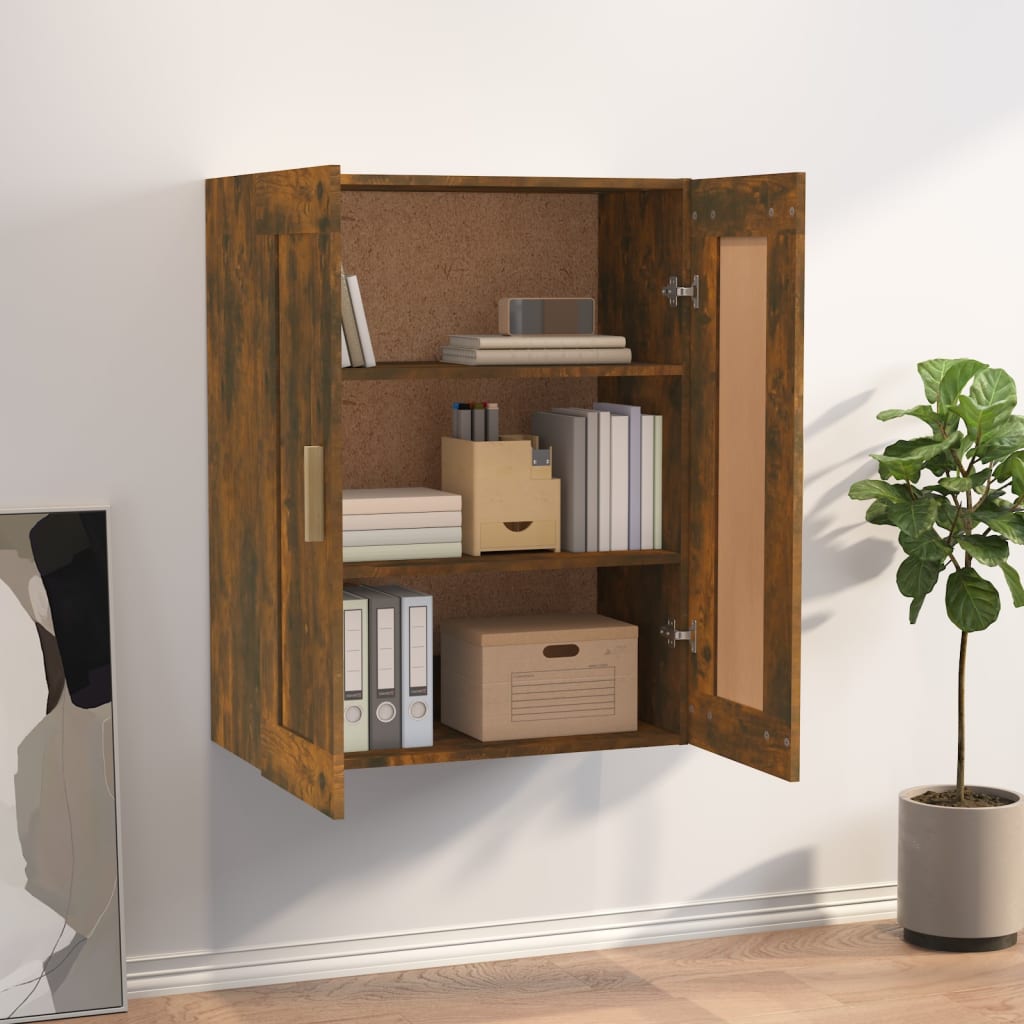 Wall Cabinet Smoked Oak 69.5x32.5x90 cm Engineered Wood