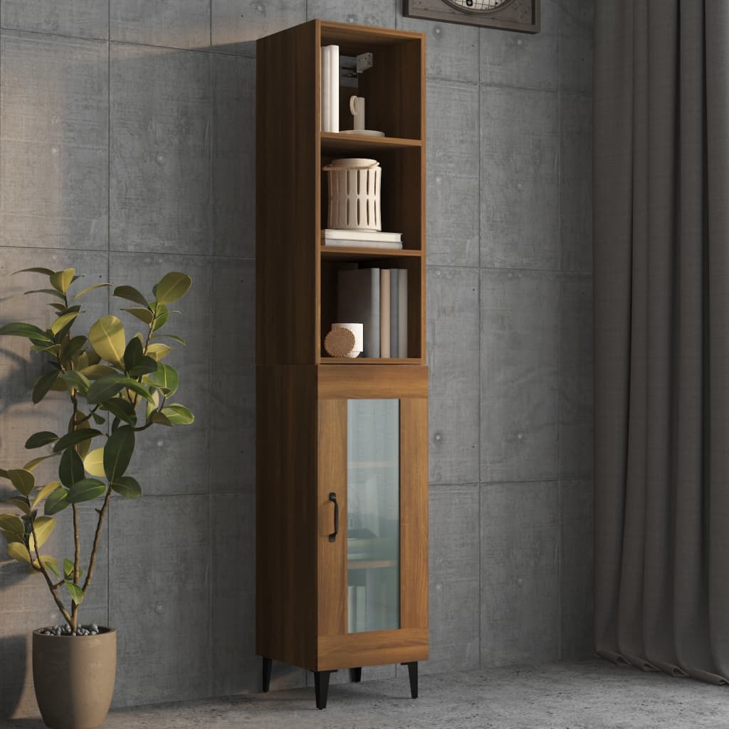 Wall Cabinet Brown Oak 32.5x34.5x90 cm Engineered Wood