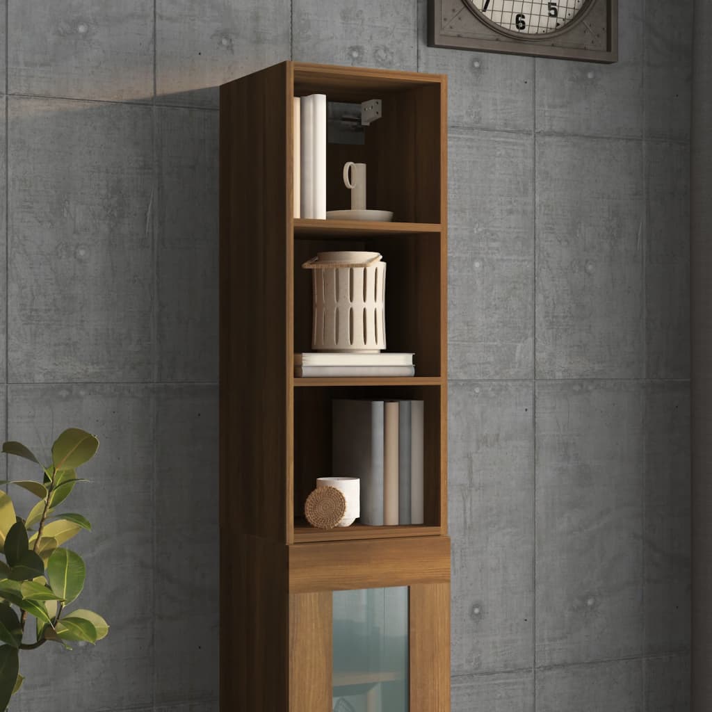 Wall Cabinet Brown Oak 32.5x34.5x90 cm Engineered Wood