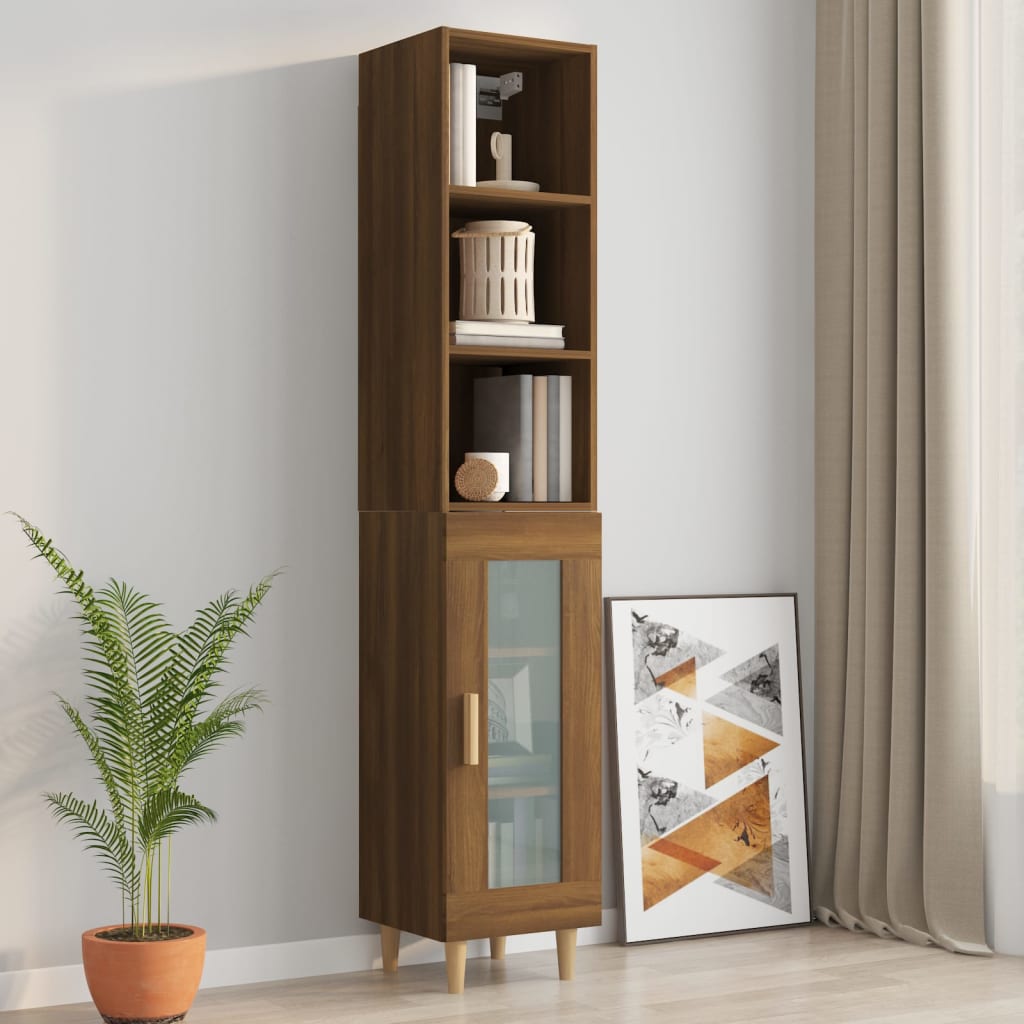 Wall Cabinet Brown Oak 32.5x34.5x90 cm Engineered Wood