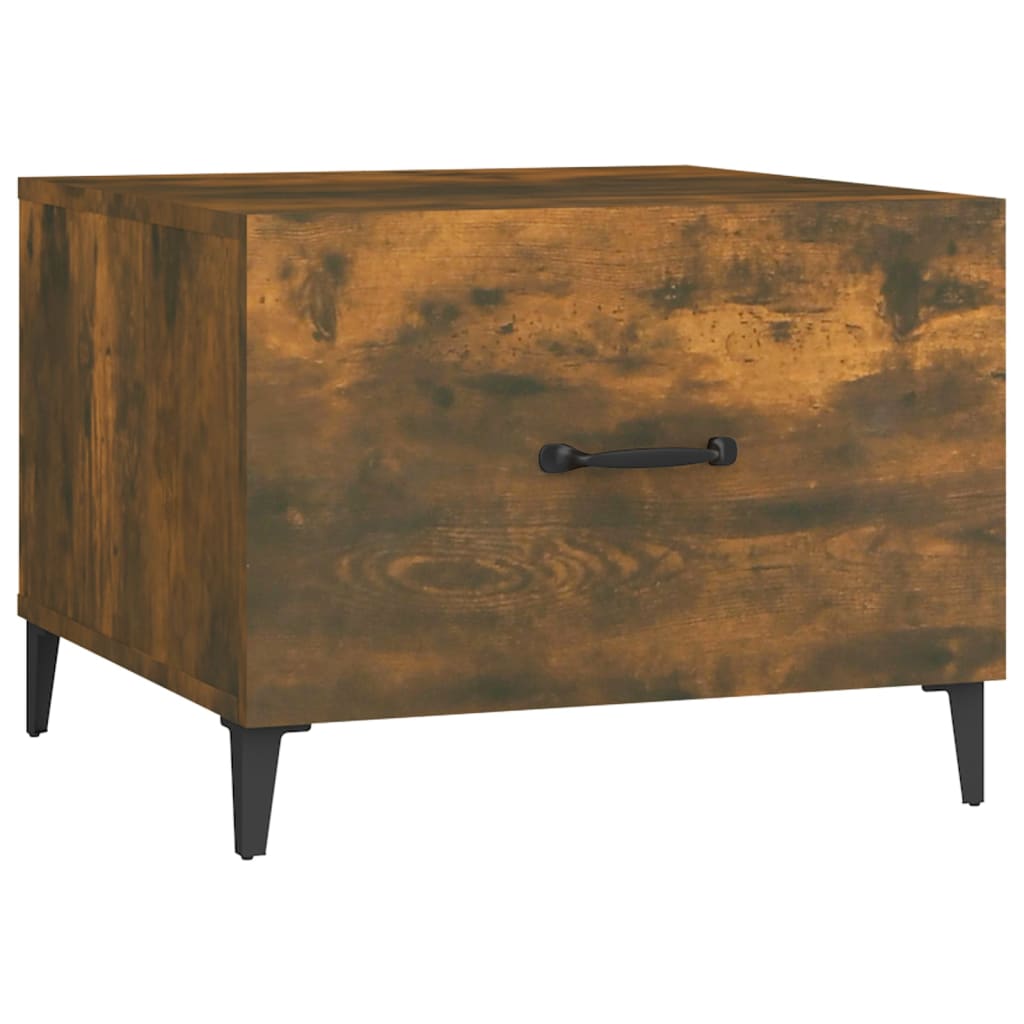 Coffee Table with Metal Legs Smoked Oak 50x50x40 cm