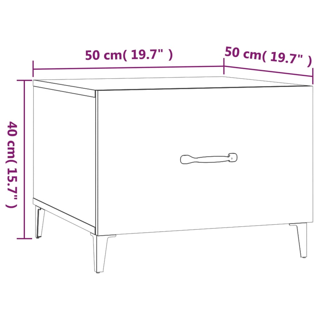 Coffee Table with Metal Legs Smoked Oak 50x50x40 cm