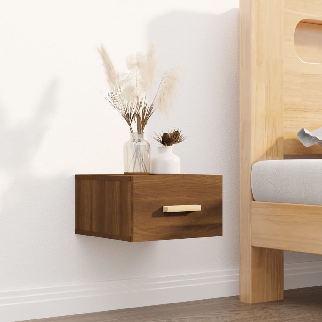 Wall-mounted Bedside Cabinet Brown Oak 35x35x20 cm