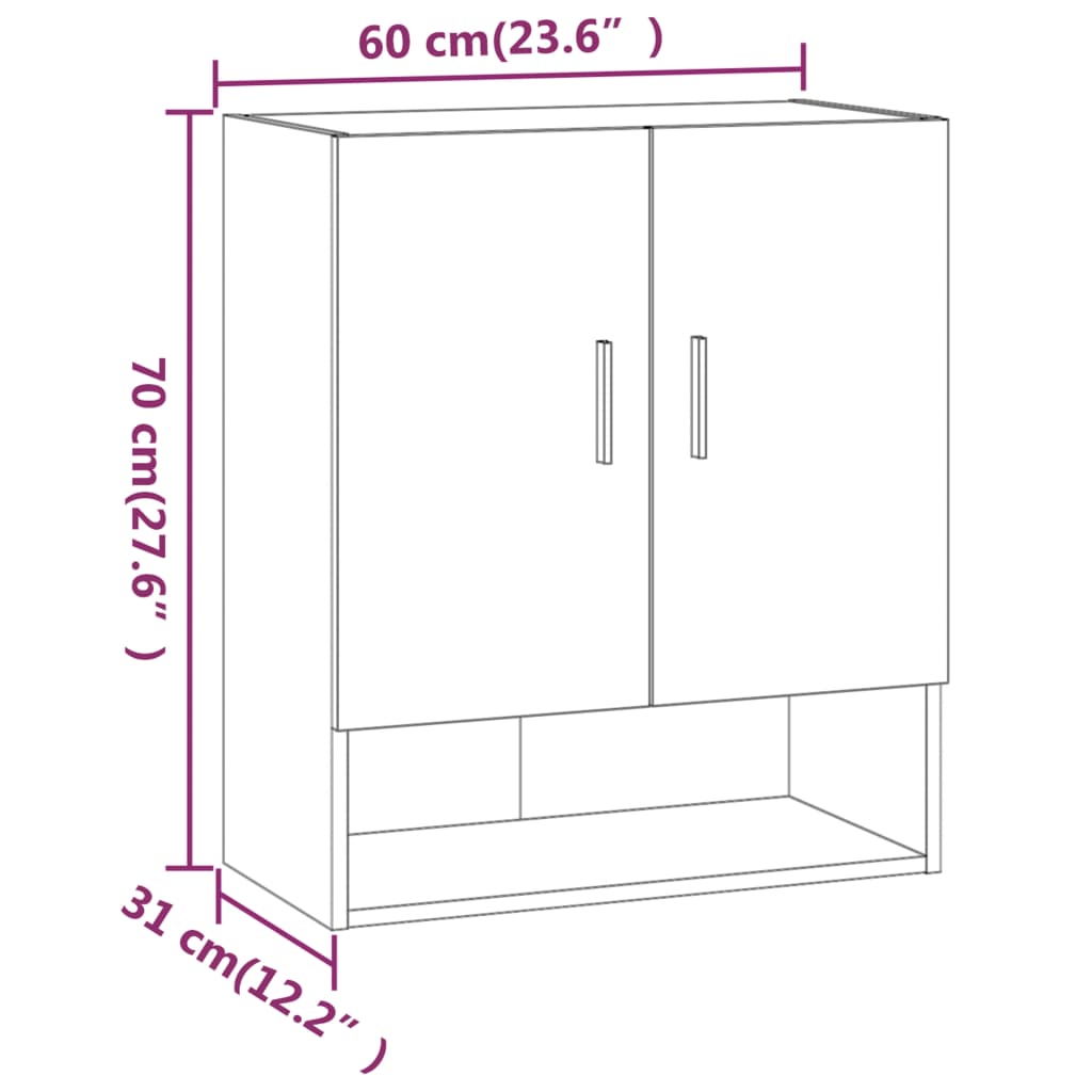 Wall Cabinet Grey Sonoma 60x31x70 cm Engineered Wood