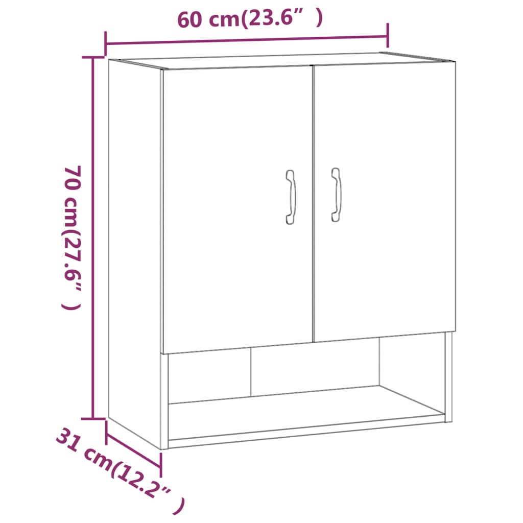 Wall Cabinet Brown Oak 60x31x70 cm Engineered Wood