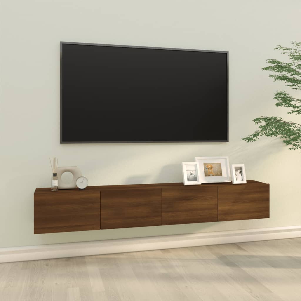 Wall TV Cabinets 2 pcs Brown Oak 100x30x30 cm Engineered Wood