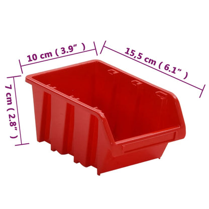 30 Piece Workshop Shelf Set Red and Black 77x39cm Polypropylene