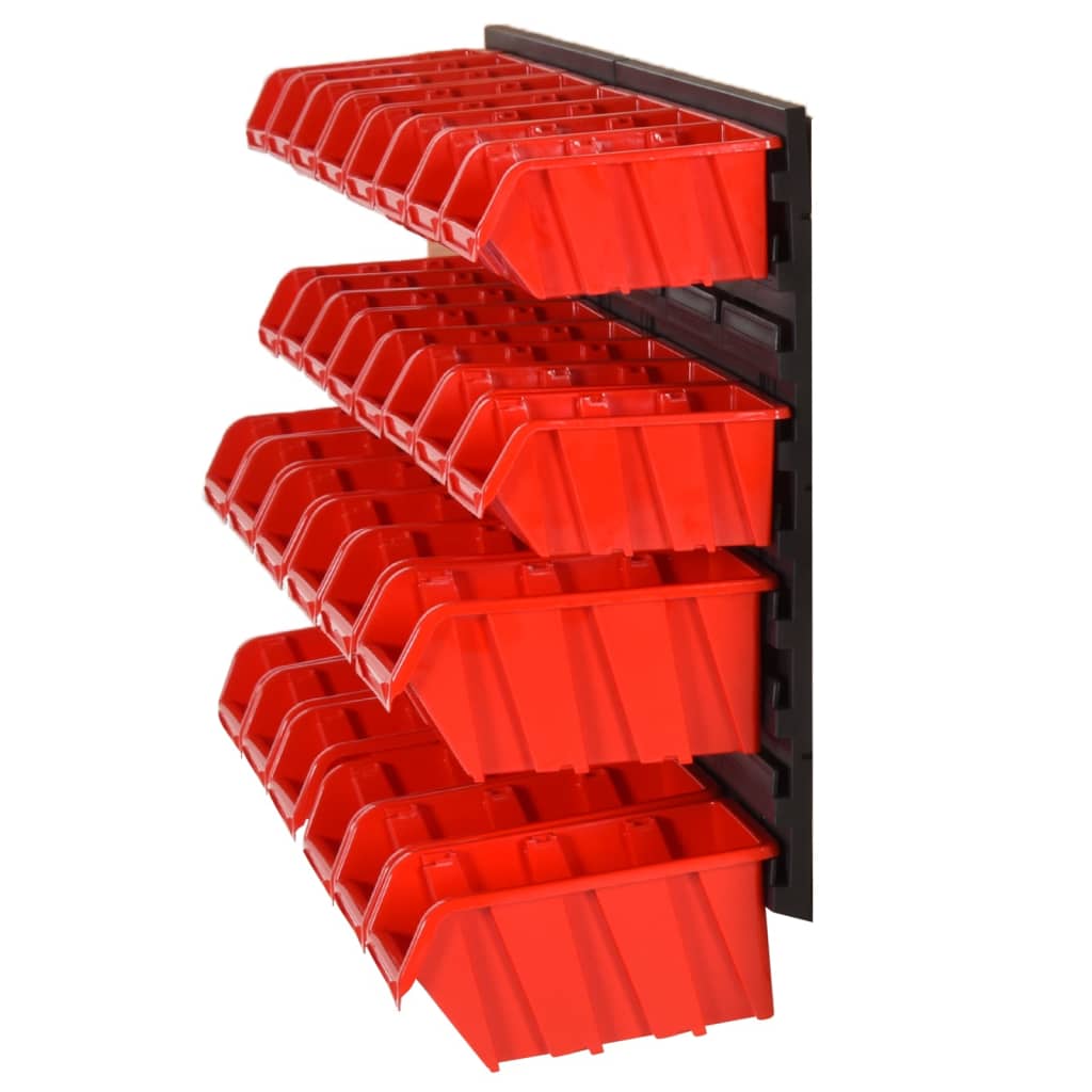 30 Piece Workshop Shelf Set Red and Black 77x39cm Polypropylene