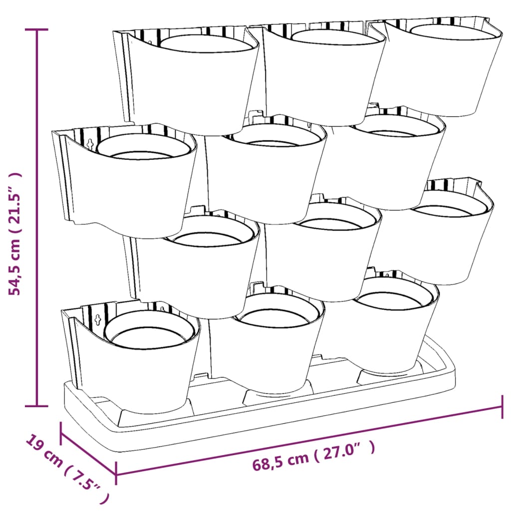 Vertical Garden Plant Set 12 pcs Anthracite Polypropylene