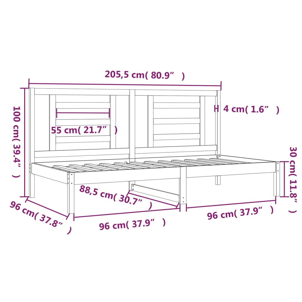 Day Bed White 90x200 cm Solid Wood Pine