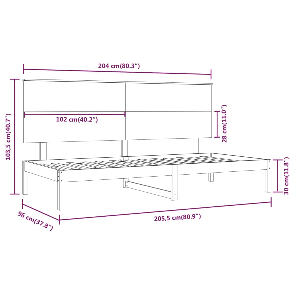 Day Bed White 90x200 cm Solid Wood Pine