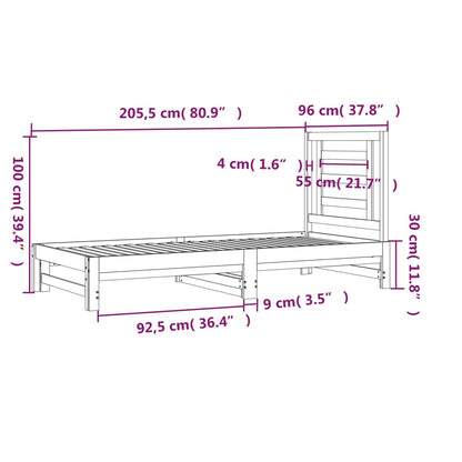 Pull-out Day Bed Grey 2x(90x200) cm Solid Wood Pine