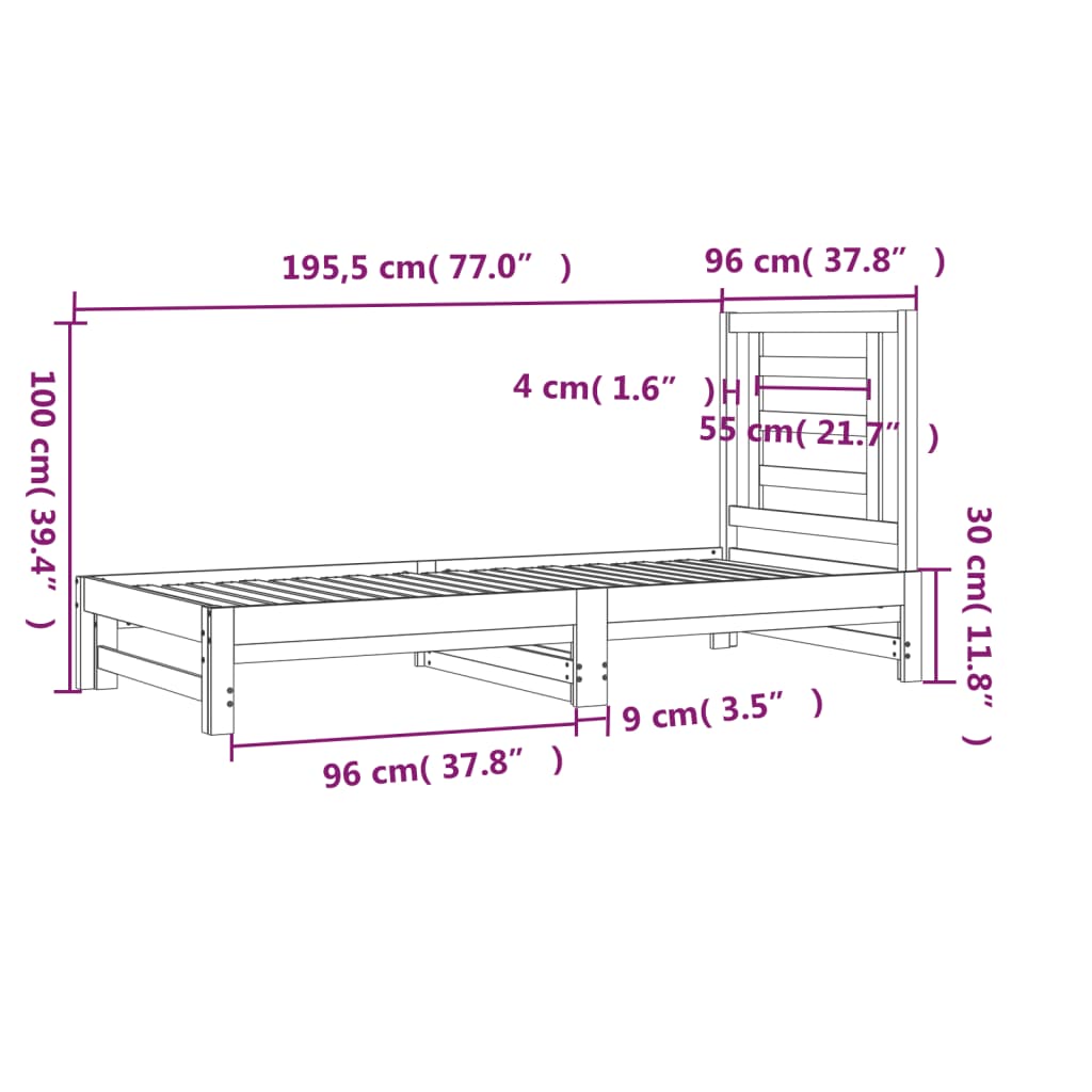 Pull-out Day Bed without Mattress White 2x(90x190) cm