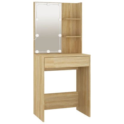 Dressing Table Set with LED Sonoma Oak Engineered Wood