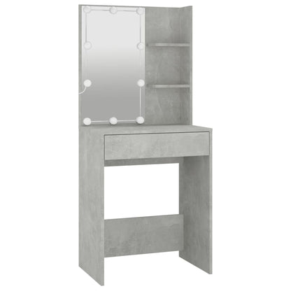 Dressing Table Set with LED Concrete Grey Engineered Wood