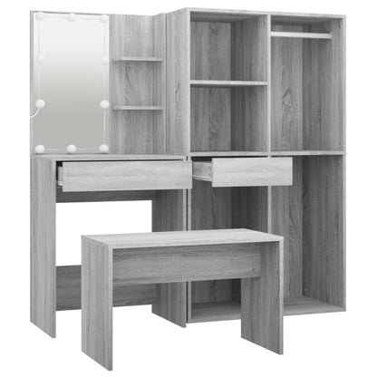 Dressing Table Set with LED Grey Sonoma Engineered Wood