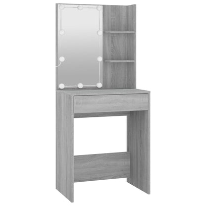 Dressing Table Set with LED Grey Sonoma Engineered Wood