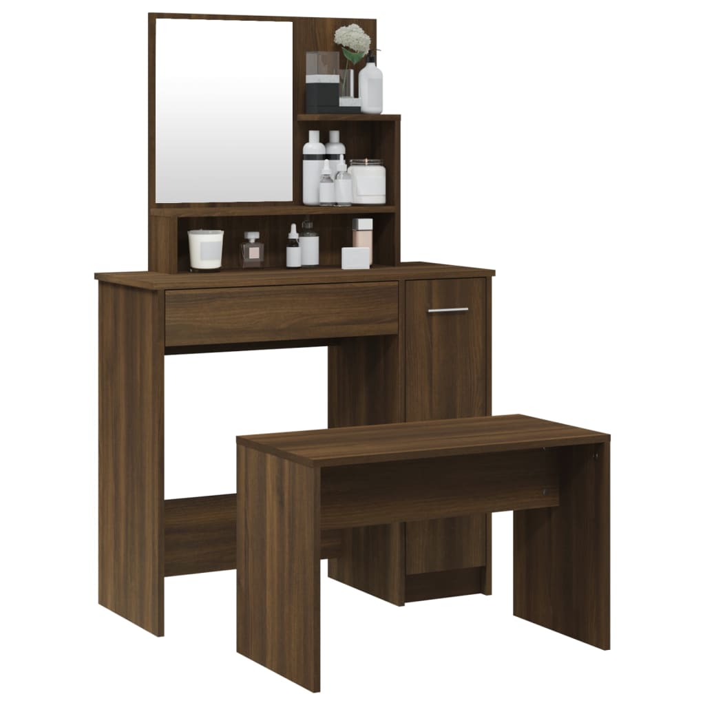 Dressing Table Set Brown Oak 86.5x35x136 cm