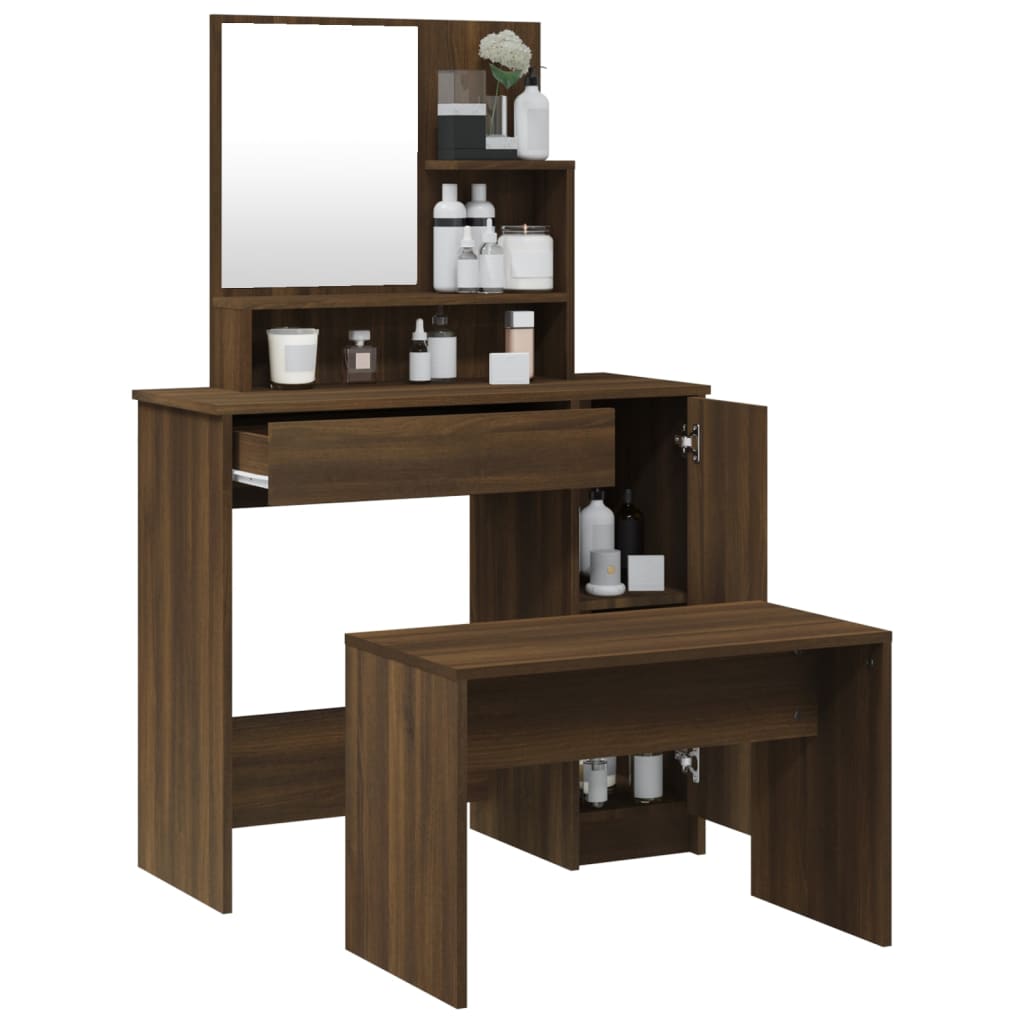 Dressing Table Set Brown Oak 86.5x35x136 cm