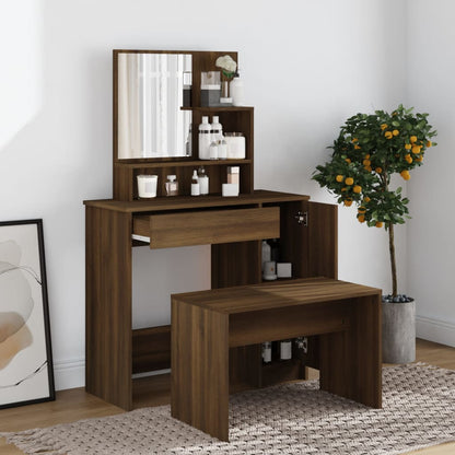 Dressing Table Set Brown Oak 86.5x35x136 cm