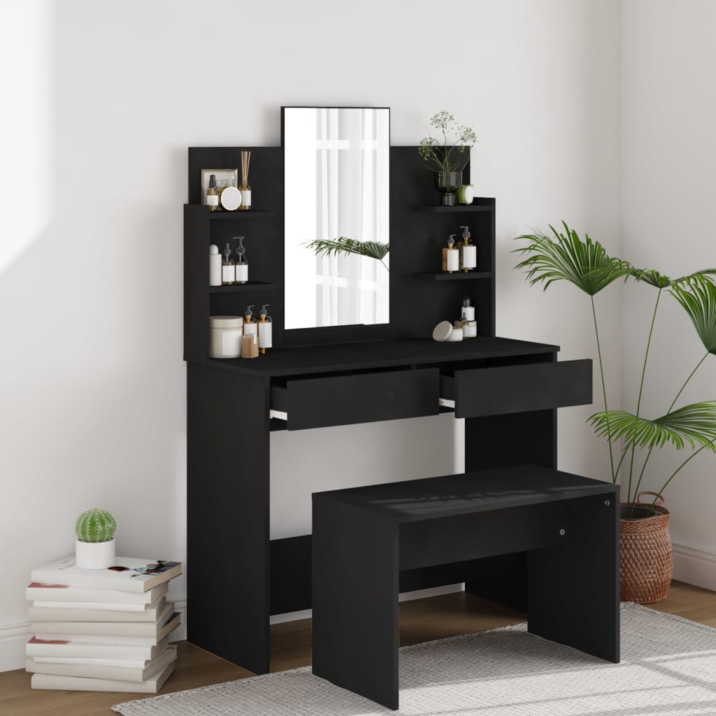 Dressing Table Set Black 96x40x142 cm