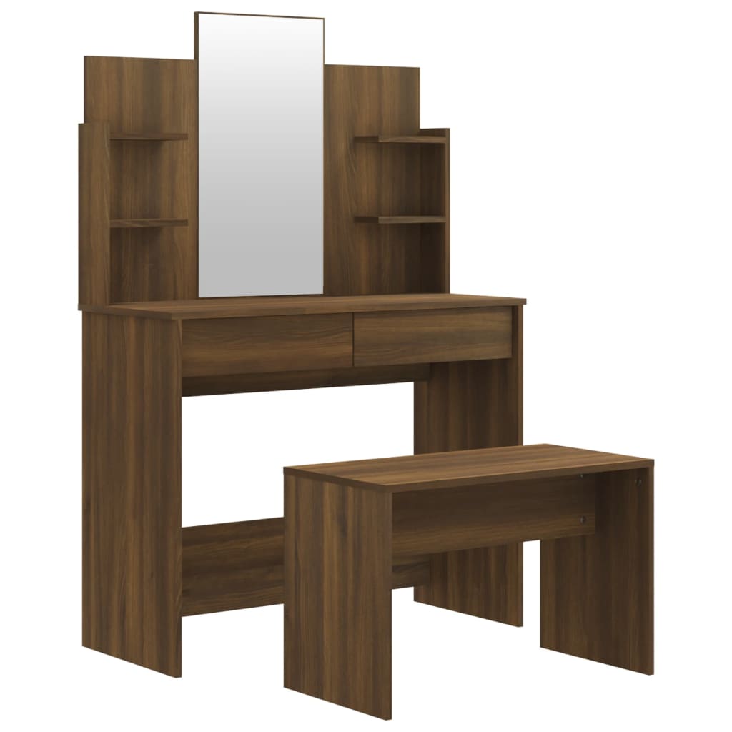 Dressing Table Set Brown Oak 96x40x142 cm