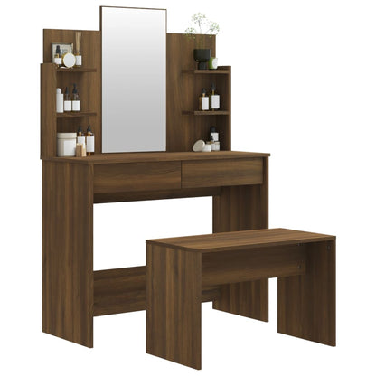 Dressing Table Set Brown Oak 96x40x142 cm