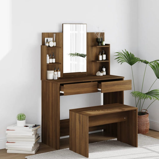 Dressing Table Set Brown Oak 96x40x142 cm