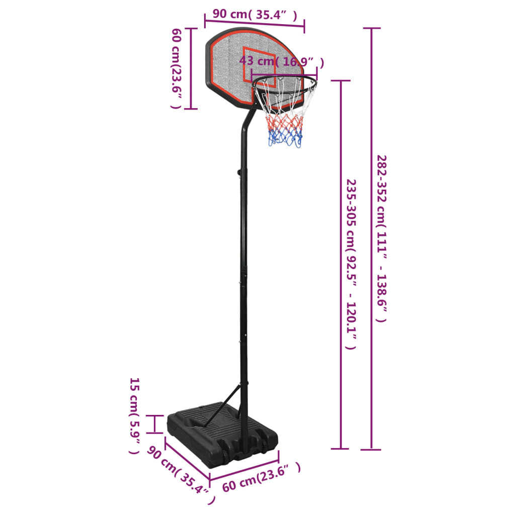 Basketball Stand Black 282-352 cm Polyethene