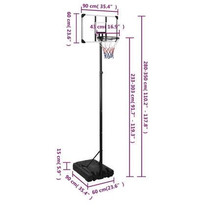 Basketball Stand Transparent 280-350 cm Polycarbonate