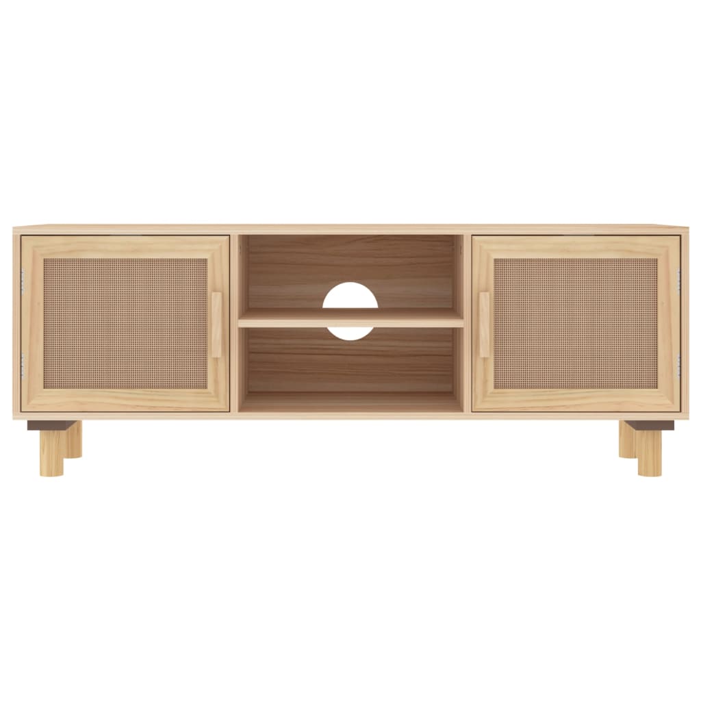 TV Cabinet Brown 105x30x40 cm Solid Wood Pine&Natural Rattan