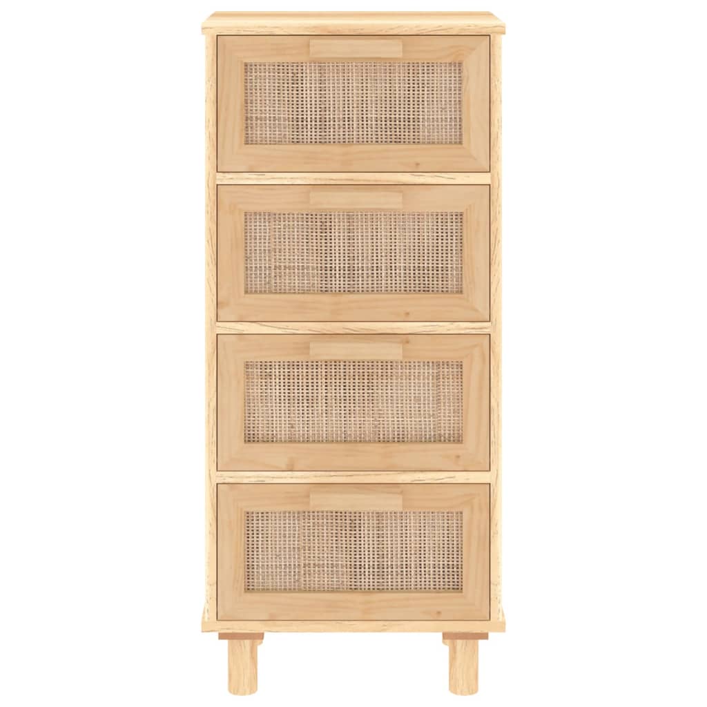 Sideboard Brown 40x30x90 cm Solid Wood Pine and Natural Rattan