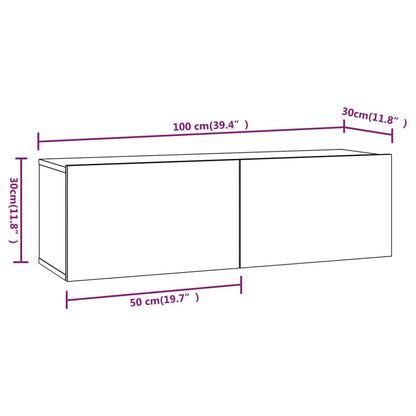 Wall TV Cabinets 4 pcs White 100x30x30 cm