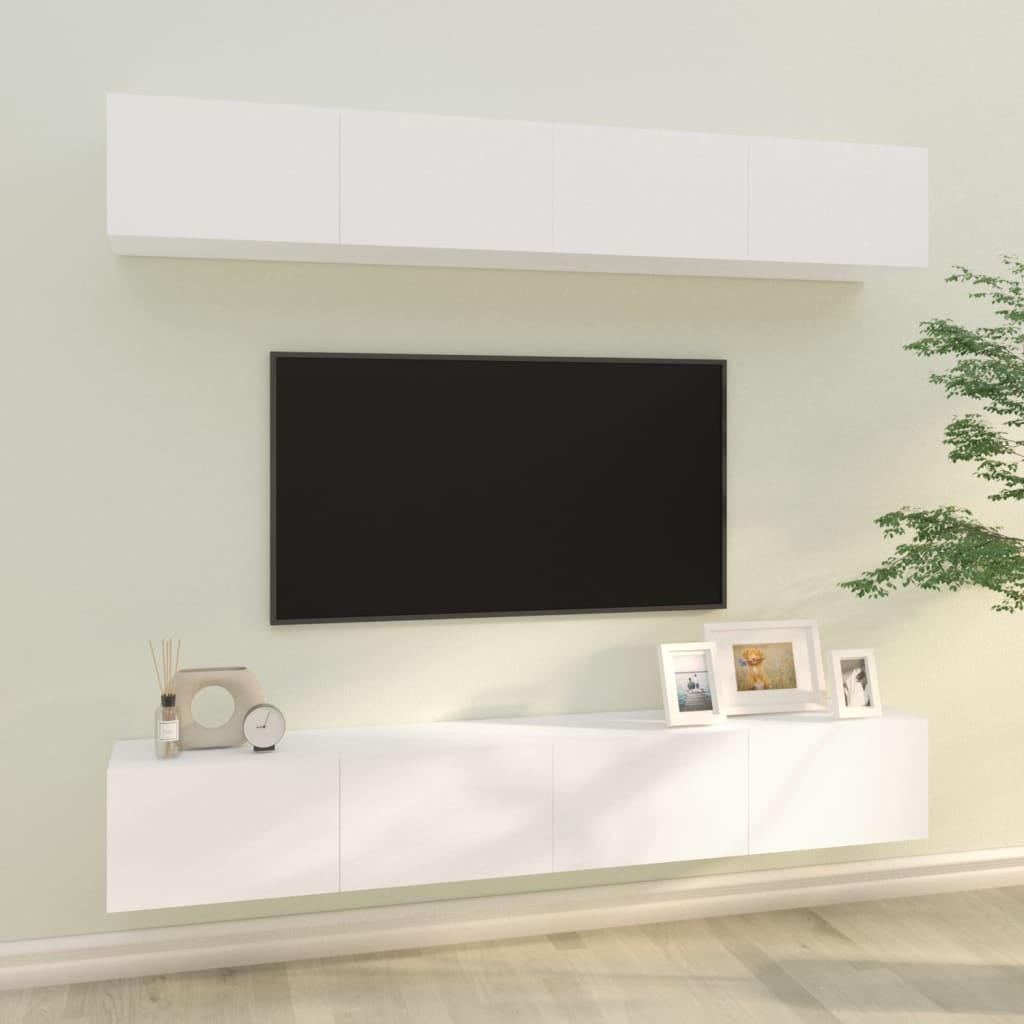 Wall TV Cabinets 4 pcs White 100x30x30 cm