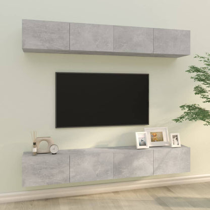 Wall TV Cabinets 4 pcs Concrete Grey 100x30x30 cm