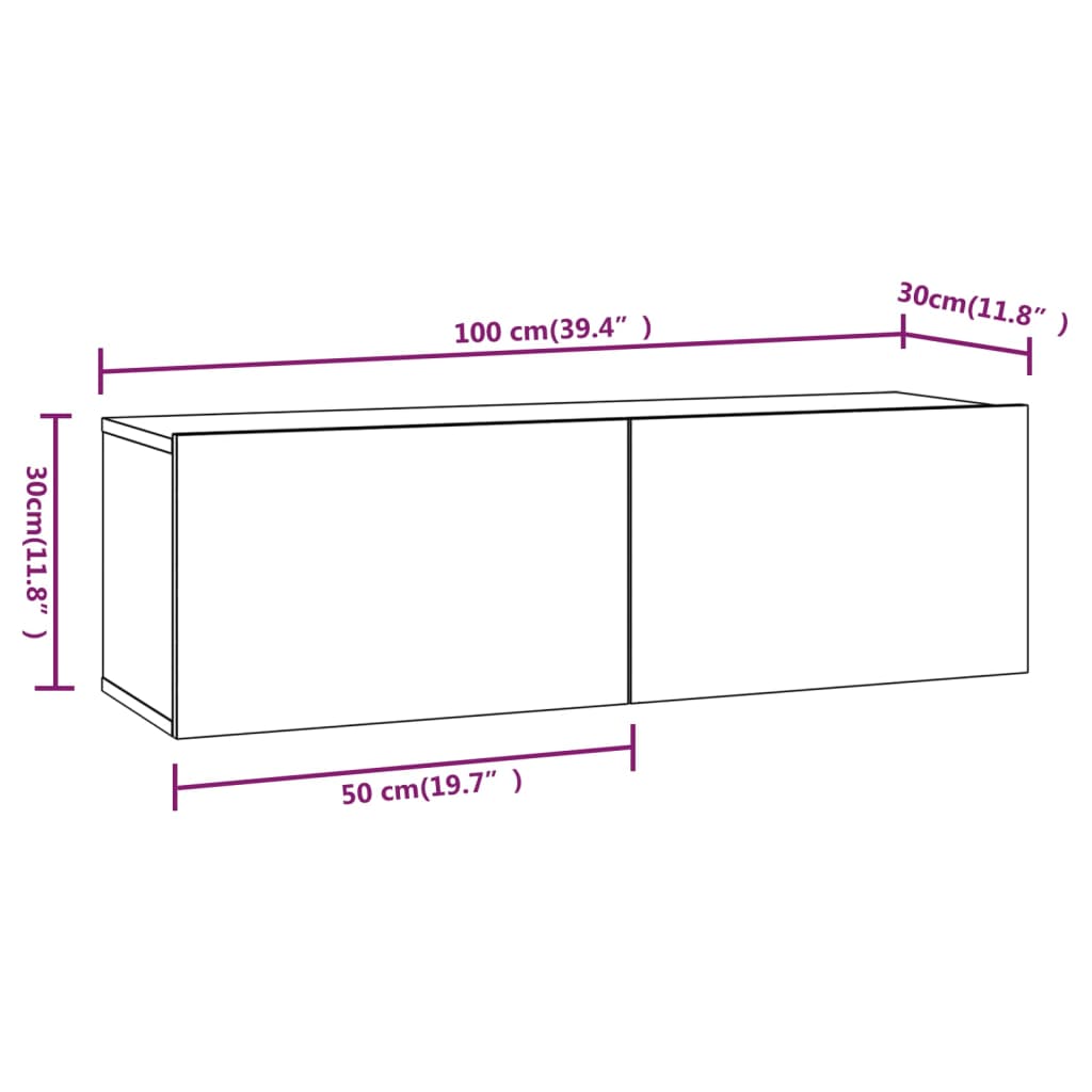 Wall TV Cabinets 4 pcs Grey Sonoma 100x30x30 cm