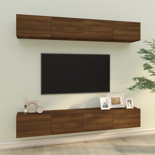 Wall TV Cabinets 4 pcs Brown Oak 100x30x30 cm