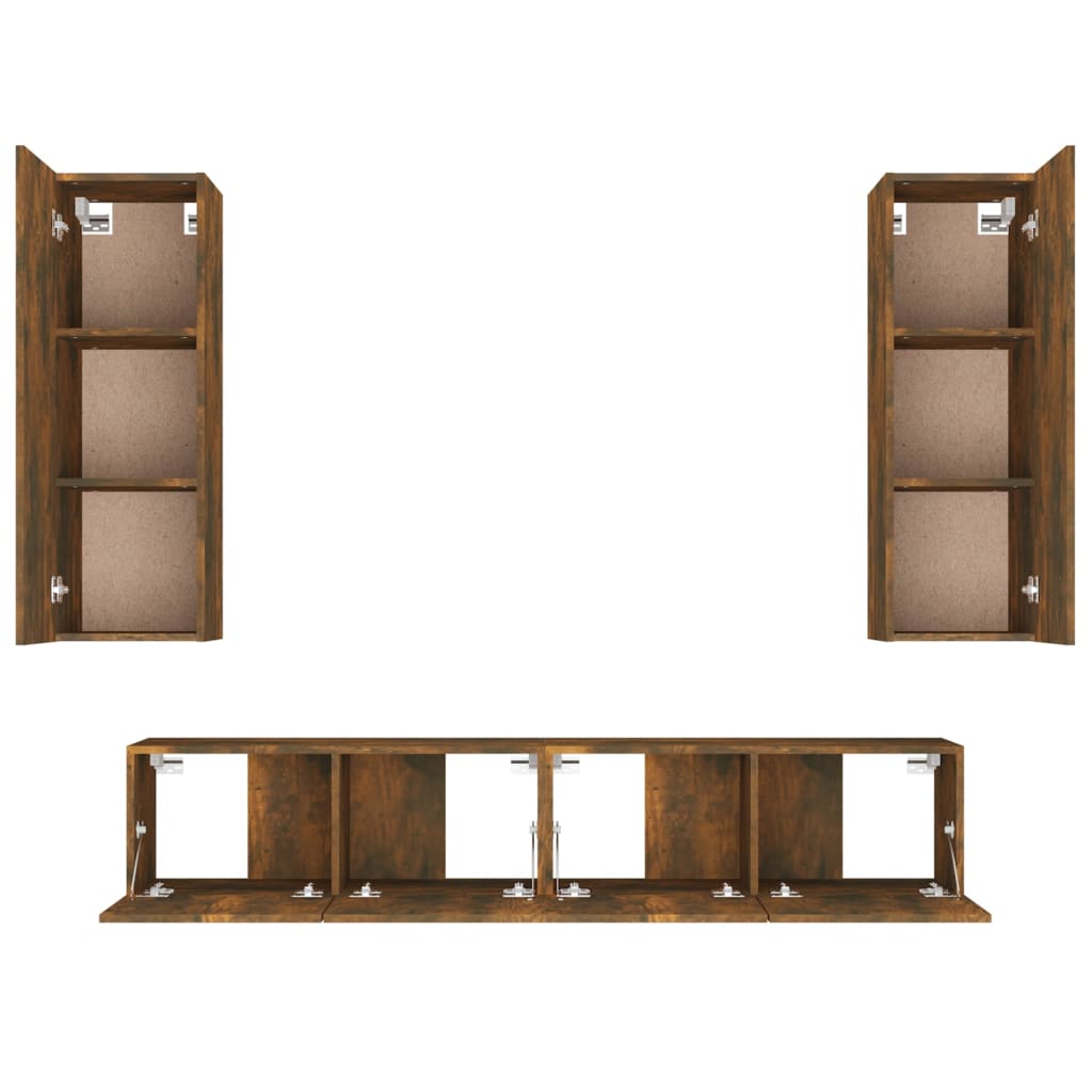 4 Piece TV Cabinet Set Smoked Oak Engineered Wood