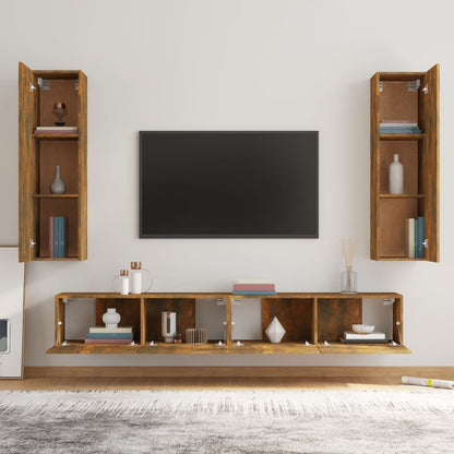 4 Piece TV Cabinet Set Smoked Oak Engineered Wood