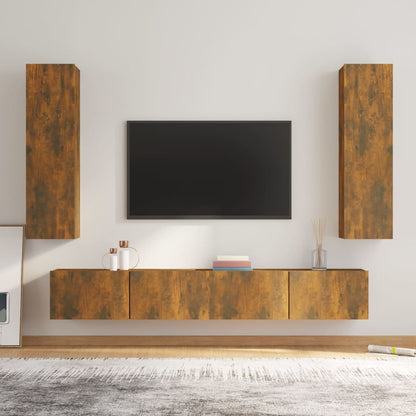 4 Piece TV Cabinet Set Smoked Oak Engineered Wood