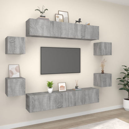 8 Piece TV Cabinet Set Grey Sonoma Engineered Wood