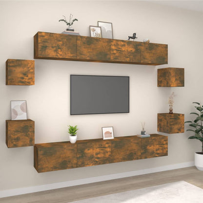 8 Piece TV Cabinet Set Smoked Oak Engineered Wood