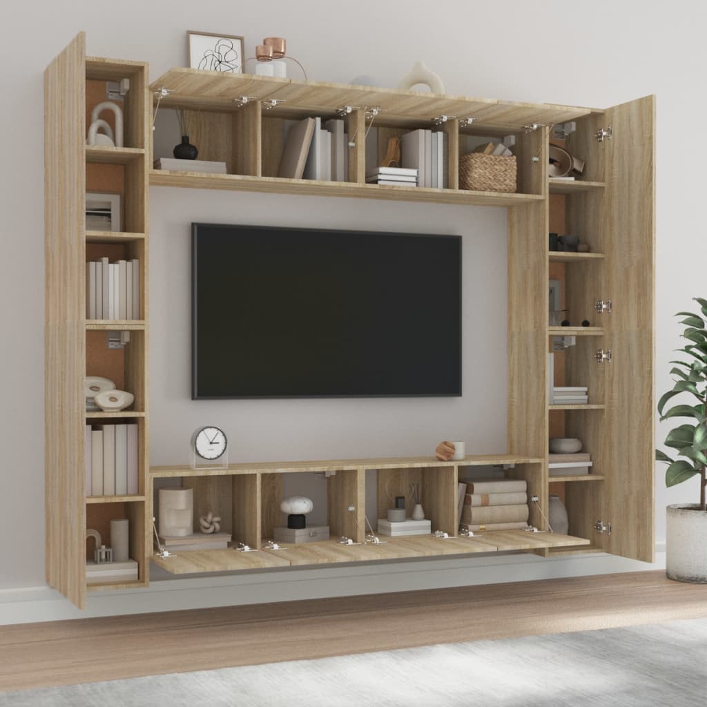 8 Piece TV Cabinet Set Sonoma Oak Engineered Wood