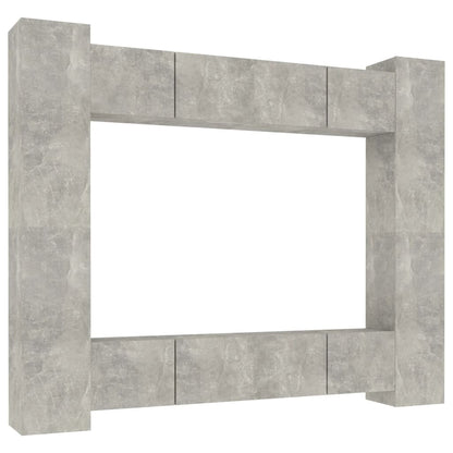 8 Piece TV Cabinet Set Concrete Grey Engineered Wood