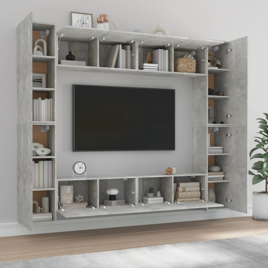 8 Piece TV Cabinet Set Concrete Grey Engineered Wood