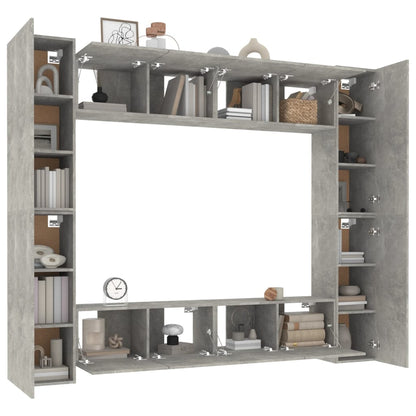 8 Piece TV Cabinet Set Concrete Grey Engineered Wood